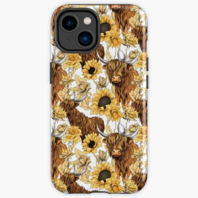 Highland Cow Sunflowers Design Art Iphone Case