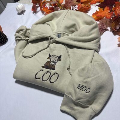Highland Cow Western Farm Gift Embroidered Hoodie