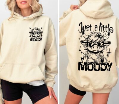 Highland Cow Moody Just A Little Hoodie