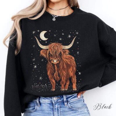 Highland Cow Christmas Cottagecore Cozy Sweatshirt