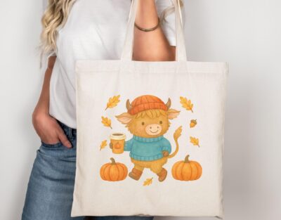 Highland Cow Fall Cozy Tote Bag