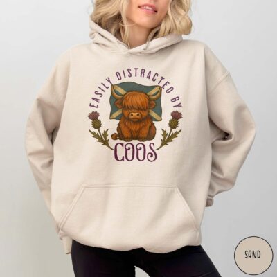 Highland Cow Easily Distracted Cute Hoodie