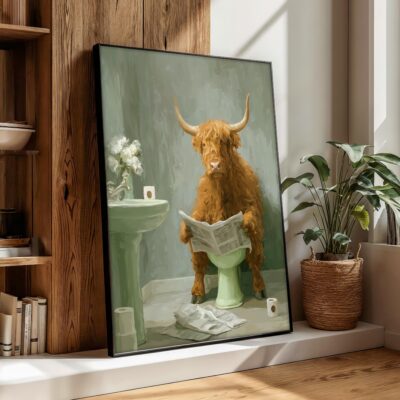Highland Cow Funny Canvas Wall Art