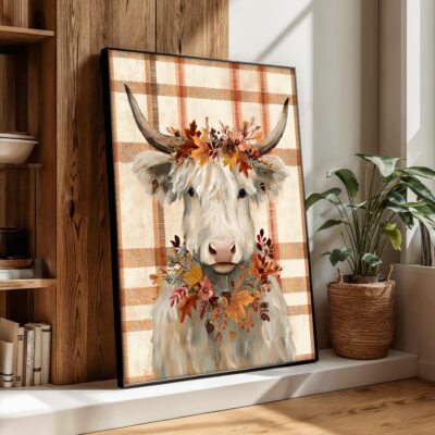 Highland Cow Fall Decor Wall Art