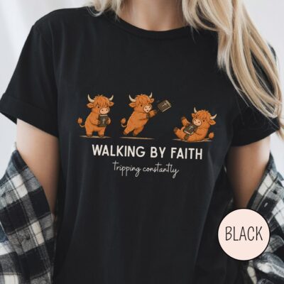 Highland Cow Christian Funny Western T-shirt