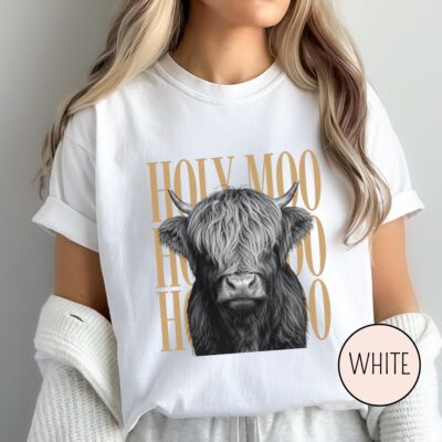 Highland Cow Holy Moo Country T-shirt