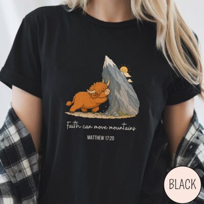 Highland Cow Faith Can Sunflower T-shirt