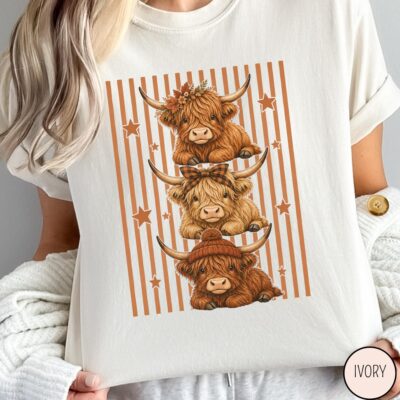 Highland Cow Comfort Colors Retro T-shirt