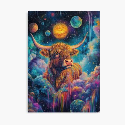 Highland Cow Space Travel Design Poster