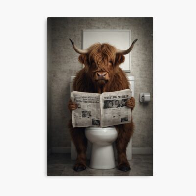 Highland Cow Funny On Toilet Poster