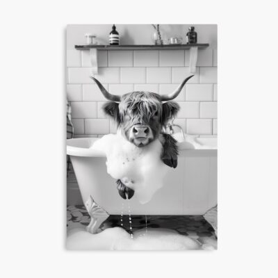Highland Cow Taking Bath Funny Poster