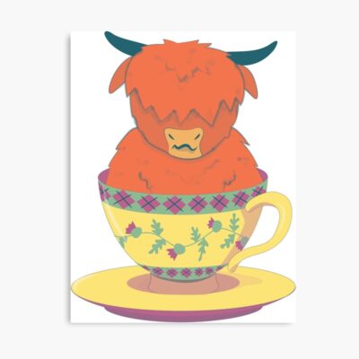 Highland Cow Teacup Design Art Poster