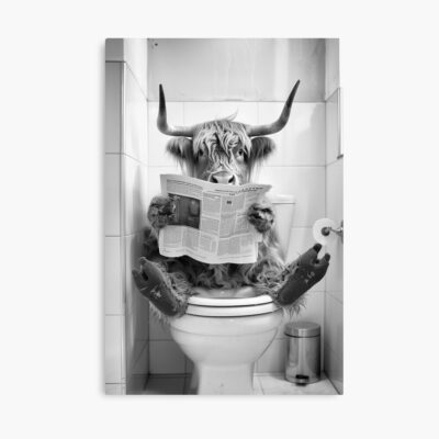 Highland Cow Sitting On Toilet Poster