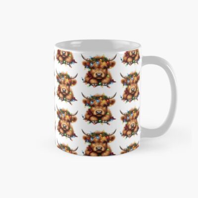 Highland Cow Christmas With Lights Mug