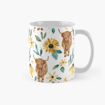Highland Cow With Sunflowers Design Mug