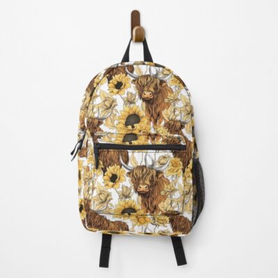 Highland Cow Sunflowers Design Art Graphic Style Backpack