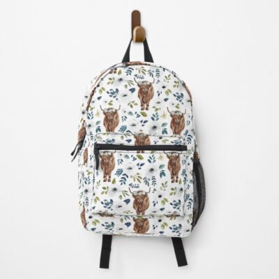 Highland Cow Floral Crown Painting Backpack