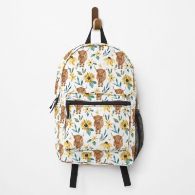 Highland Cow With Sunflowers Design Art Backpack