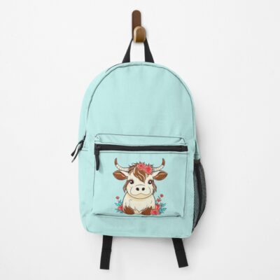 Highland Cow Cute With Roses Design Backpack