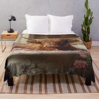 Highland Cow In Bathtub Design Art Throw Blanket