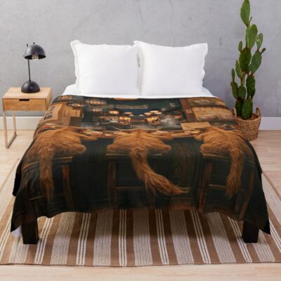 Highland Cow Japanese Art Ramen Throw Blanket