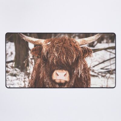 Highland Cow Snowy Scottish Design Mouse Pad