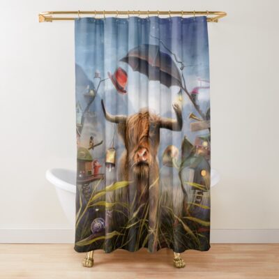 Highland Cow Great Guardian Design Shower Curtain