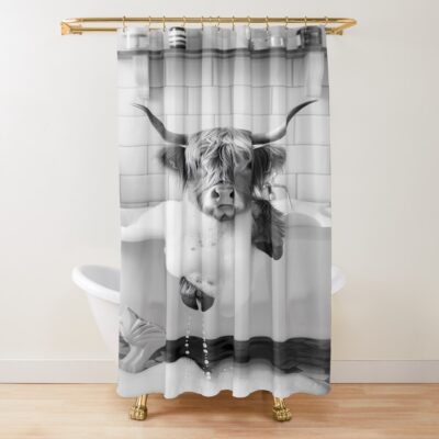 Highland Cow Taking Bath Funny Shower Curtain