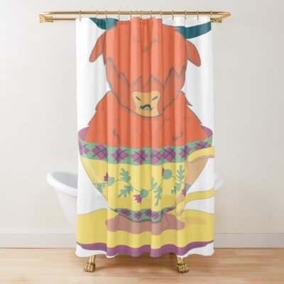 Highland Cow Teacup Design Art Shower Curtain