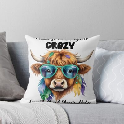 Highland Cow Sassy Drive Myself Throw Pillow