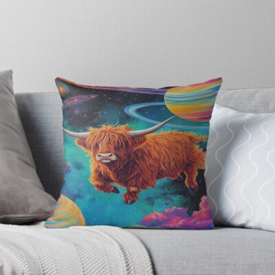 Highland Cow Vintage Style Design Throw Pillow